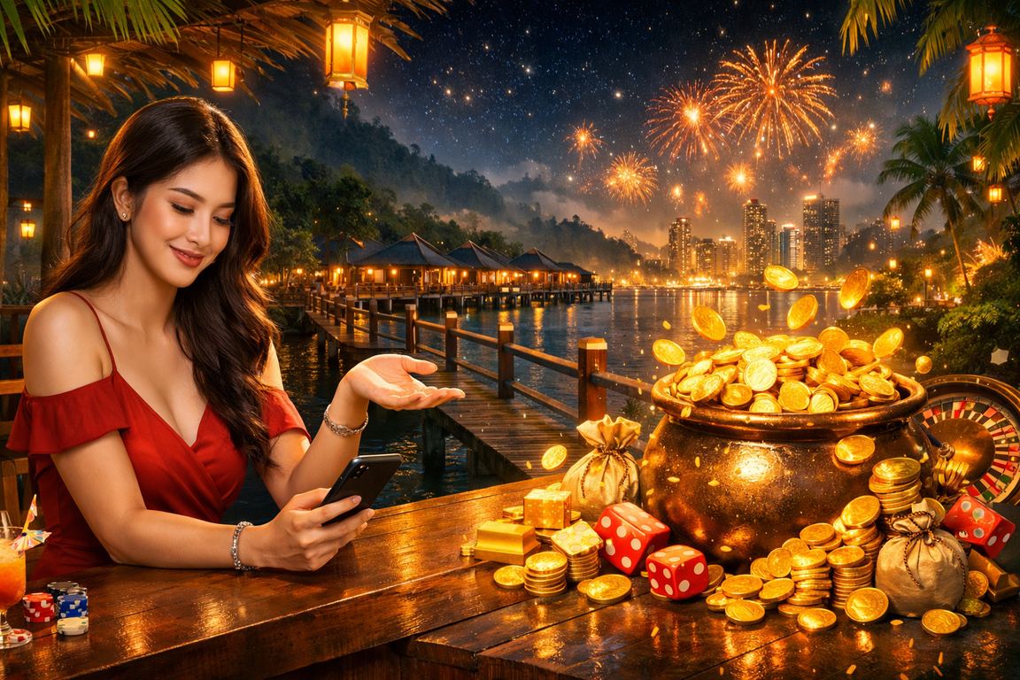 Pengguna mengakses platform loteri mudah alih gaya Melayu di Sabah menggunakan telefon